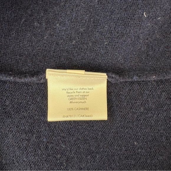 Eileen‎ Fisher XS Open Front 100% cashmere Cardigan Navy blue asymmetrical - Picture 5 of 5